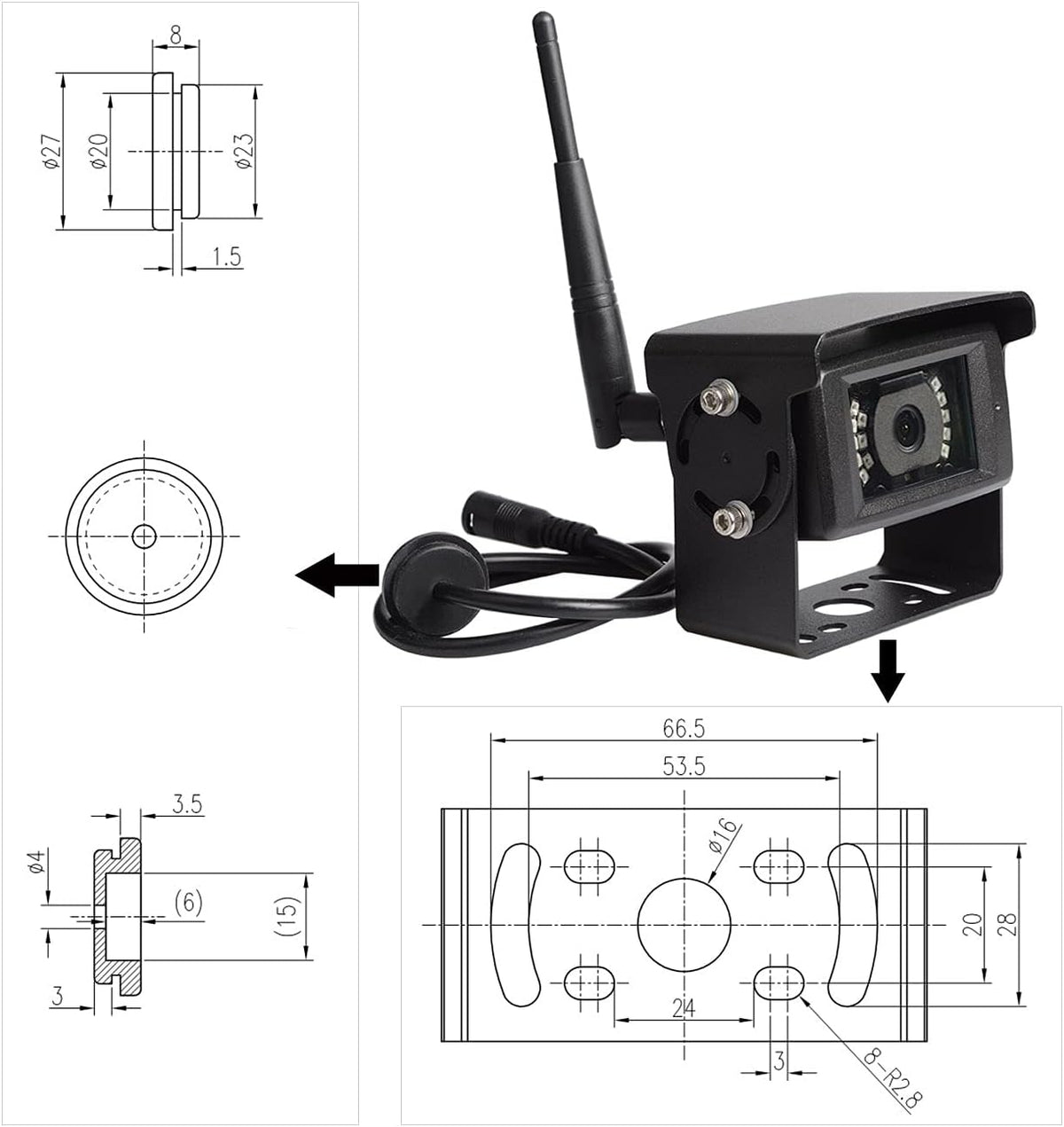 Haloview MC7108 Wireless RV Backup Camera System 7'' Monitor Built in DVR Rear View Camera with Infrared Night Vision and Wide Viewing Angle for Truck/Trailer/RV/Pickups/Camping Car/Van/Farm