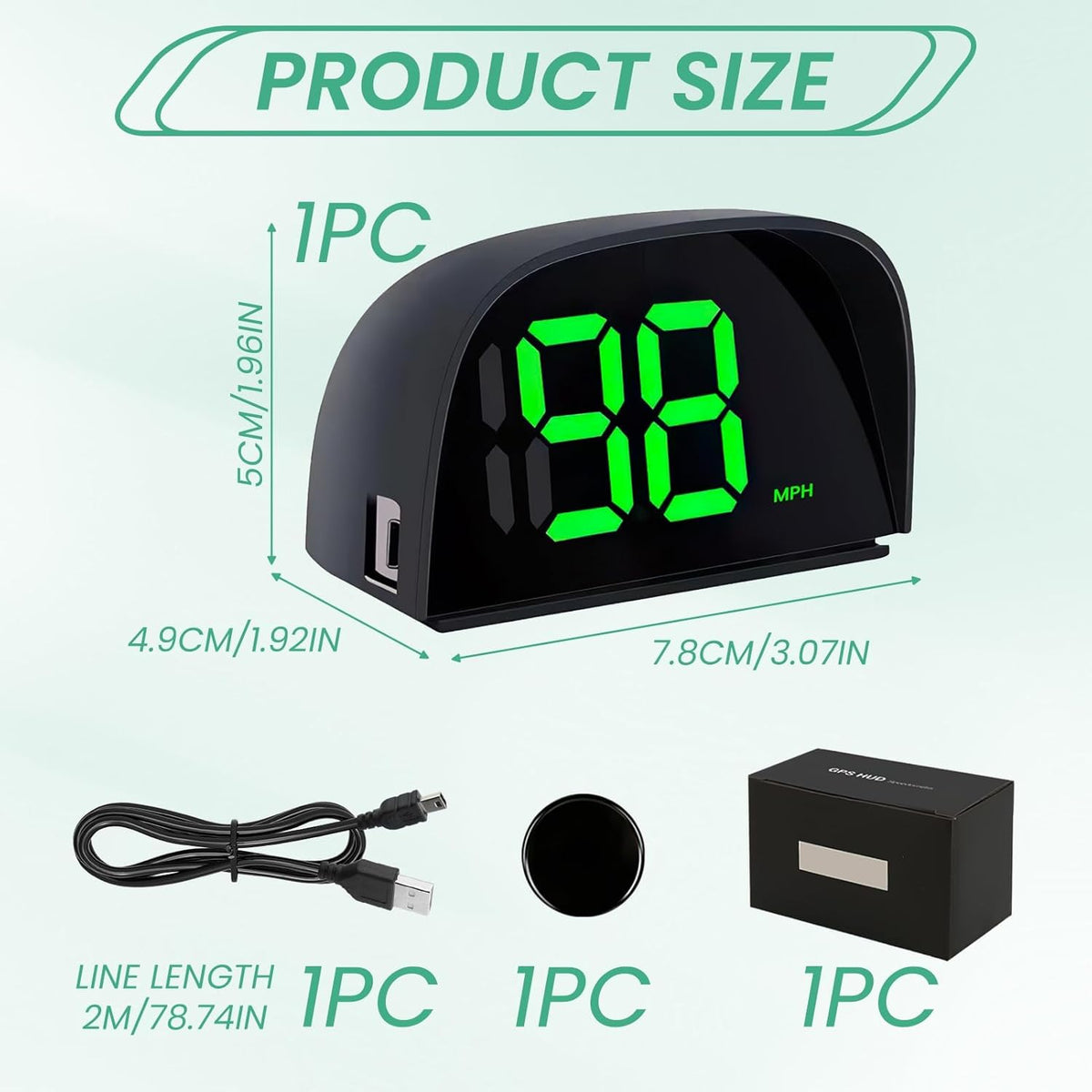 GPS Digital Speedometer for Car MPH Golf Cart Universal HUD Speed Meter with LED Large Font Head Up Display Car Accessories with USB Cable Plug Play for Truck Motor SUV Golf Cart All Vehicles