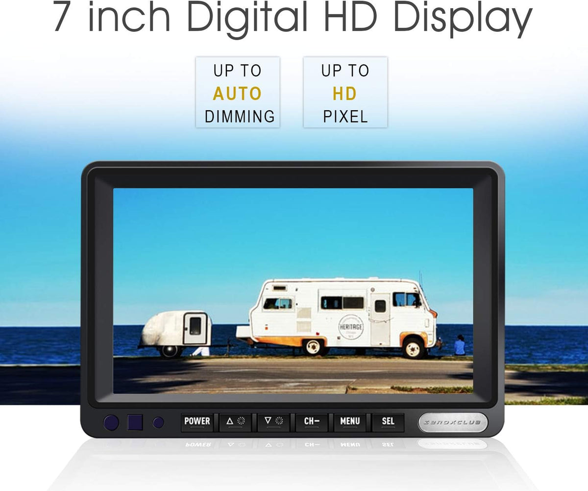 Digital Wireless Backup Camera System Kit, IP69 Waterproof Wireless Rear View Camera + 7’’ LCD Wireless Reverse Monitor for RV/Truck/Trailer/Bus/Camper/5th Wheel (W01-7 inch)