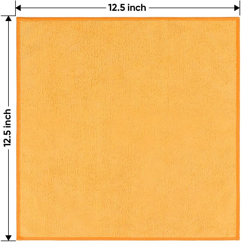 HOMEXCEL Yellow Microfiber Cleaning Cloths 12 Pack, 12.5 x 12.5 inch Microfiber Towel for Cars, Ultra Absorbent Car Washing Cloth, Lint Free Streak Free Cleaning Rags for Car, Kitchen, and Window