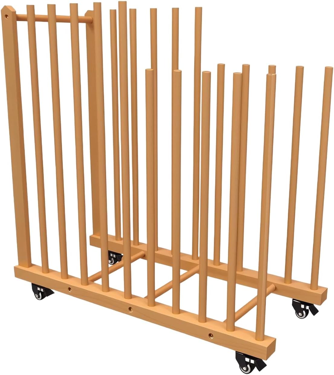 Art Storage Rack,Wood Art Drying Storage Stand with Hand&Caster Wheels , Art Canvas Storage for Art Studios,Drawing Board,Printed Matter,Gallery,Artworks