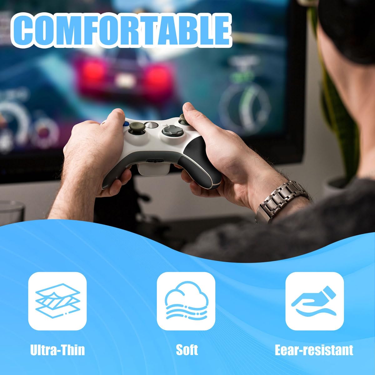 Rubber Grip Tape, Ultra-Thin Strong Adhesive Anti-Slip Waterproof Heat Resistant Wear-Resistant Cushion Pad, Making Handles or Contact Surfaces Safer, with Grip and Comfort (Black, 4In x 10Ft)