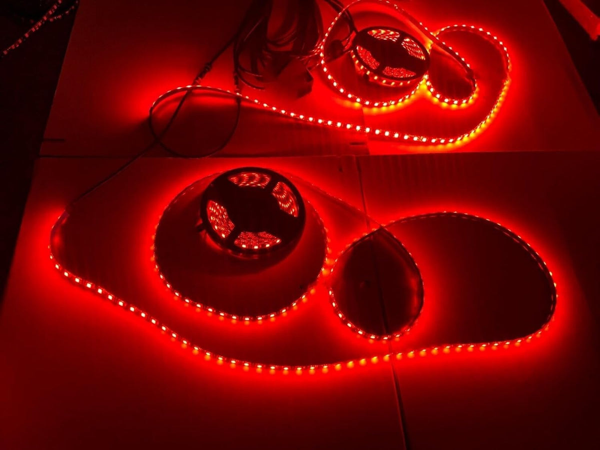 Black Out Full Tinted Smoked Addressale LEDs x4PCS 1FT 30CM 12" RGB Dream Color Chasing IP65 Light Strips for Car Truck Slingshot Golf Cart Bluetooth + Remote Control