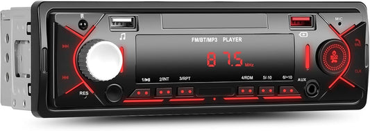 Car Radio Single Din Bluetooth Digital Car Stereo Receiver Hands-Free Calls Audio Multimedia System with 2 USB/AUX FM Radio USB Quick Charge MP3 Player