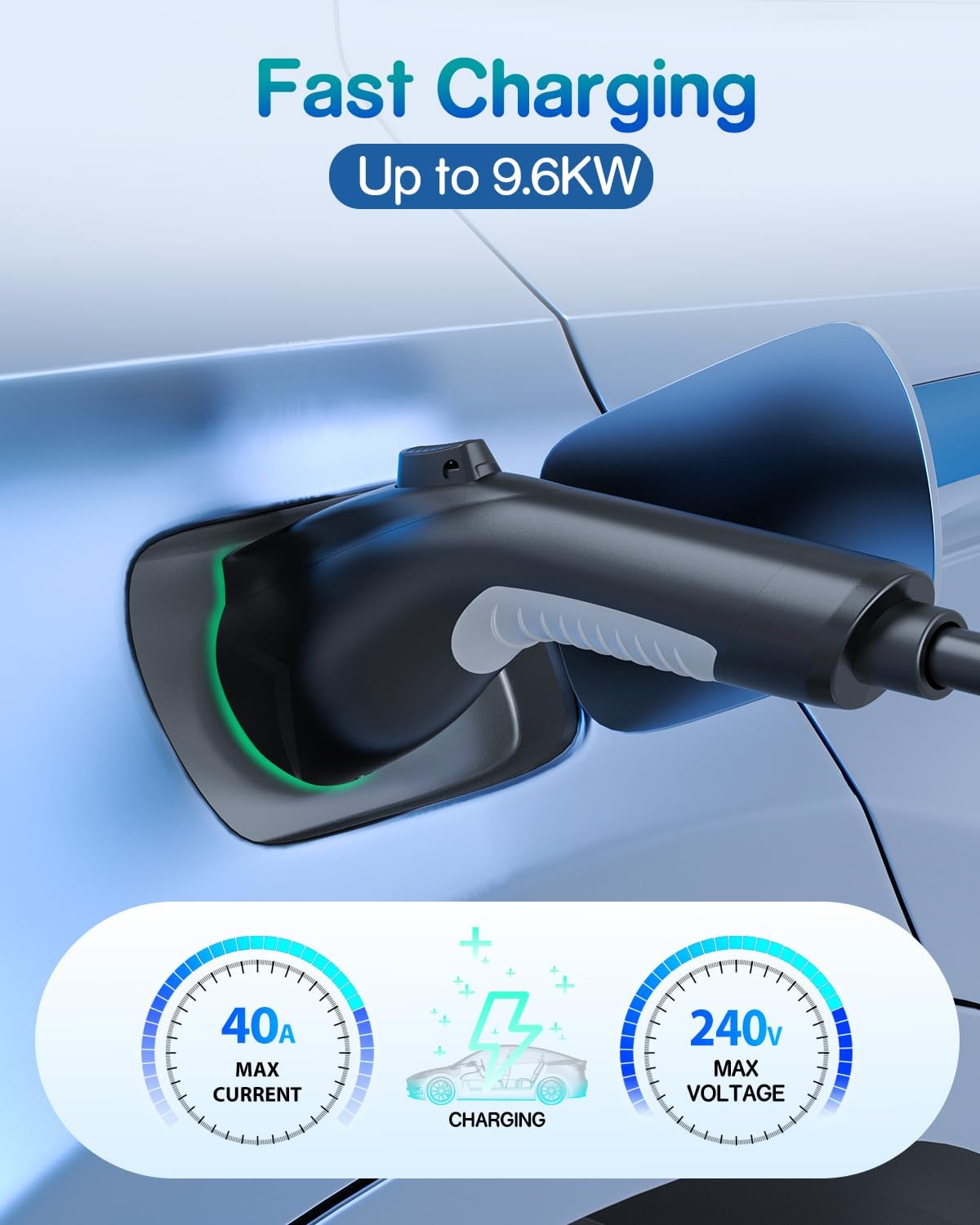 EV Charger Extension Cable, 21ft 40Amp J1772 Extension Cable Compatible with 110V-240V SAE J1772 EV Chargers, Suitable for J1772 EVs/PHEVs, Level 1/ Level 2 IP66 Car Charger Extension Cord with Bag