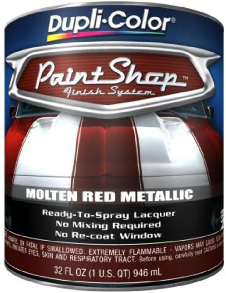 Dupli-Color BSP212 Paint Shop Finish System Base Coat – Molten Red Metallic - 32 oz. Automotive Paint