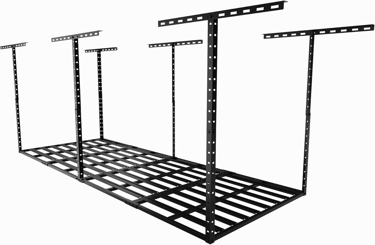 SunsGrove 3x8 Garage Storage Overhead Rack Organization, Adjustable Ceiling Mounted Storage Racks, 800LBS Weight Capacity, 22"-40" Ceiling Dropdown, Black