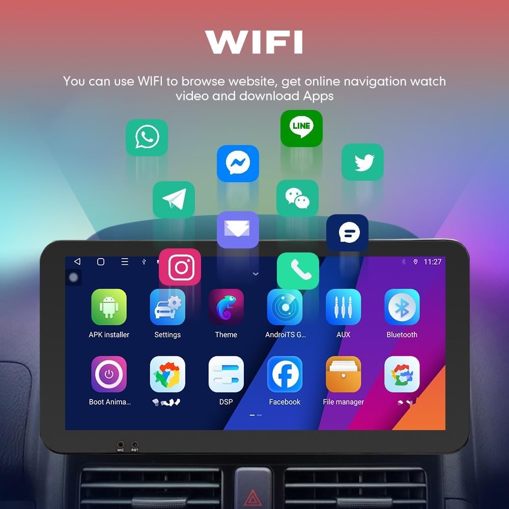 Kunfine Car CarPlay Android Auto Navigation Stereo GPS Radio Camera Display 10.33" QLED Touchscreen Headunit Tablet Media Player for Peugeot 301 2013-2022, if Applicable Octa Core 6G+128G Gloss Black