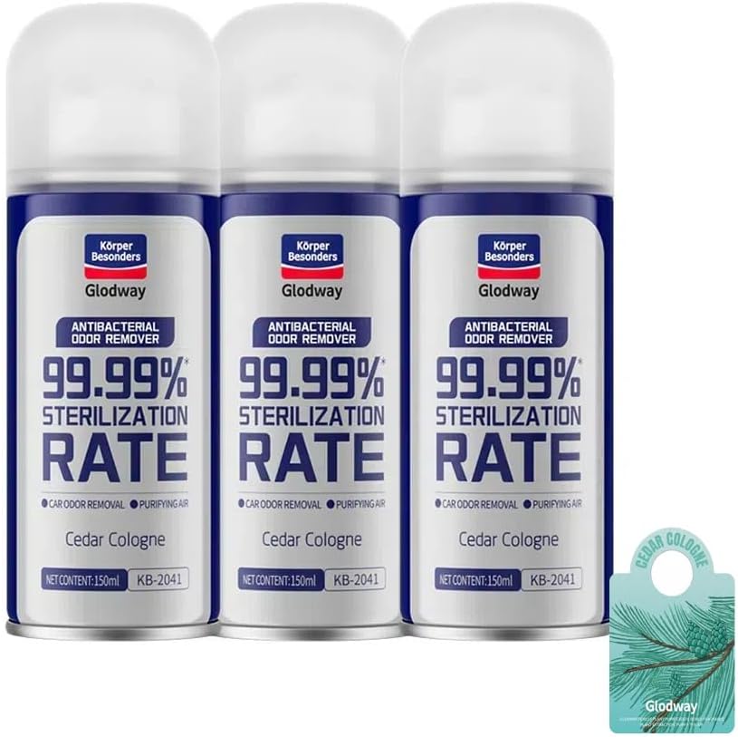 Glodway Whole Car Air Refresher,Odor Eliminator Remover Spray For Car,Cologne Strong Freshener With Odour Eliminator Technology,Long-Lasting Scent,6 Ounce(Pack of 3)