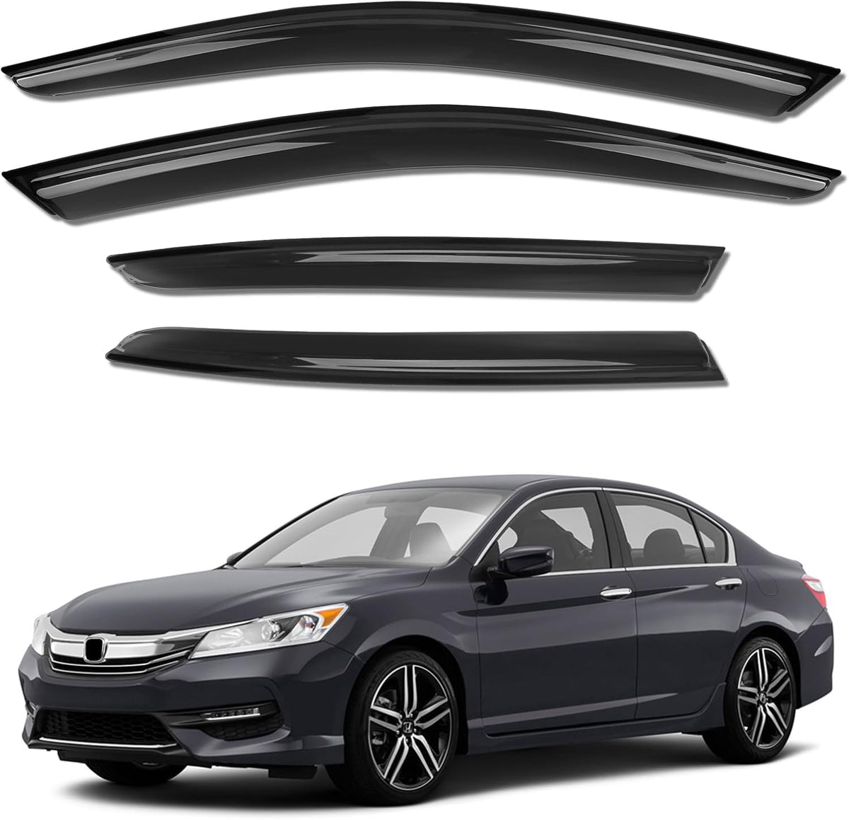 Rain Guards for Car Windows, Tape-On Window Visors Rain Guards Fit for Honda Accord 2013-2017, Window Deflectors, Vent Visors for Honda Car Accessories, 4 Pieces
