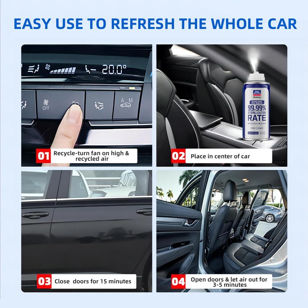 Glodway Whole Car Air Refresher,Odor Eliminator Remover Spray For Car,Cologne Strong Freshener With Odour Eliminator Technology,Long-Lasting Scent,6 Ounce(Pack of 3)
