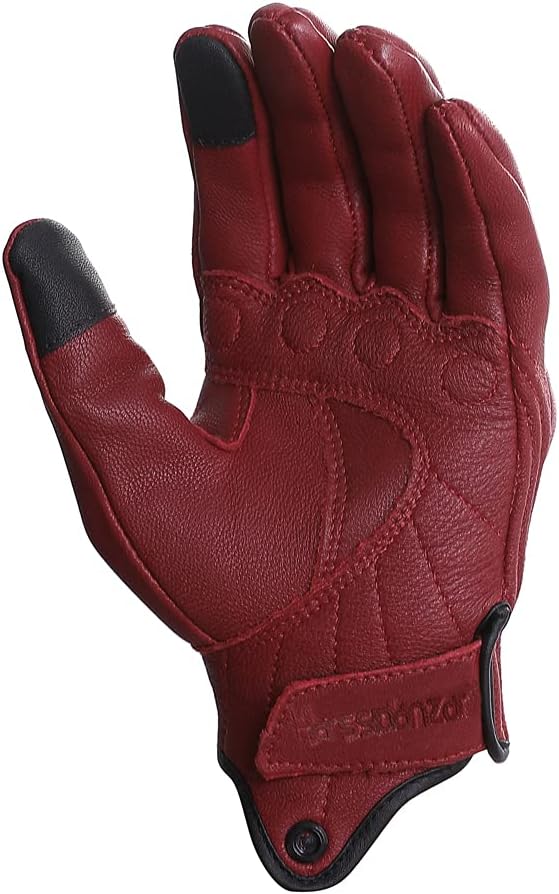 Harssidanzar Women's Motorcycle Gloves,Leather Motorcycle Gloves, Motorbike Gloves, Road Racing, Cycling, Climbing, Powersports Gloves Touchscreen GL016