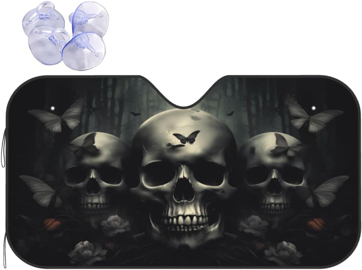 Skull Car Sun Shade Windshield Sunshade Foldable Front Window Shield Cover for Truck SUV