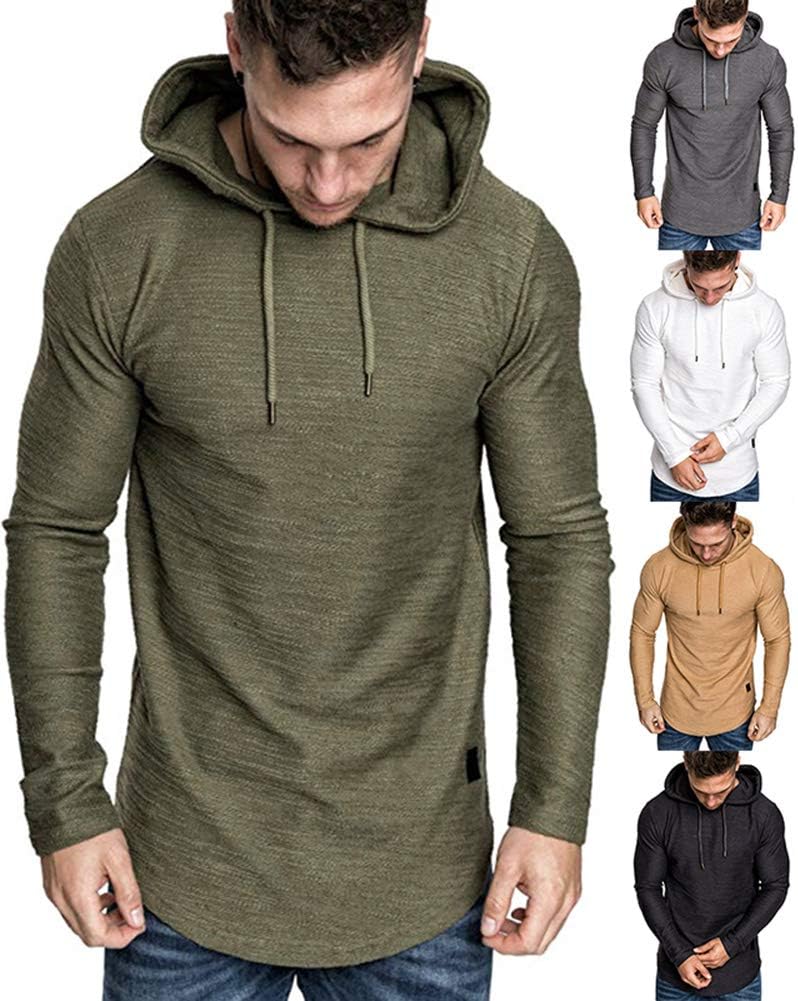 Lexiart Mens Fashion Athletic Hoodies Sport Sweatshirt Solid Color Fleece Pullover