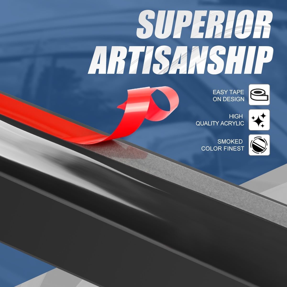 Auto Dynasty Set of 4 Carbon Fiber Pattern Window Visors Compatible with 1988-2000 Chevy GMC C1500 C2500 C3500 K1500 K2500 K3500, Tape-On Rain Guards Shield Vent Shade Deflector Glossy Black