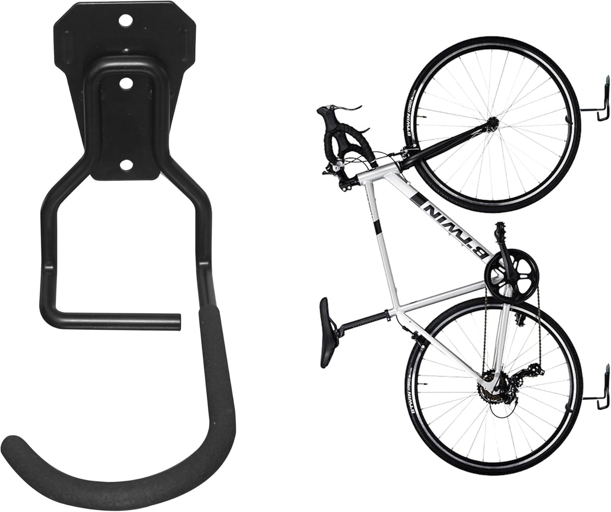 Bike Rack Wall Mount Garage Bike Hook Storage Hanger Space Saving Vertical Bike Rack Organization for Road/Mountain/Folding Bike, Holds Up to 77 Lbs