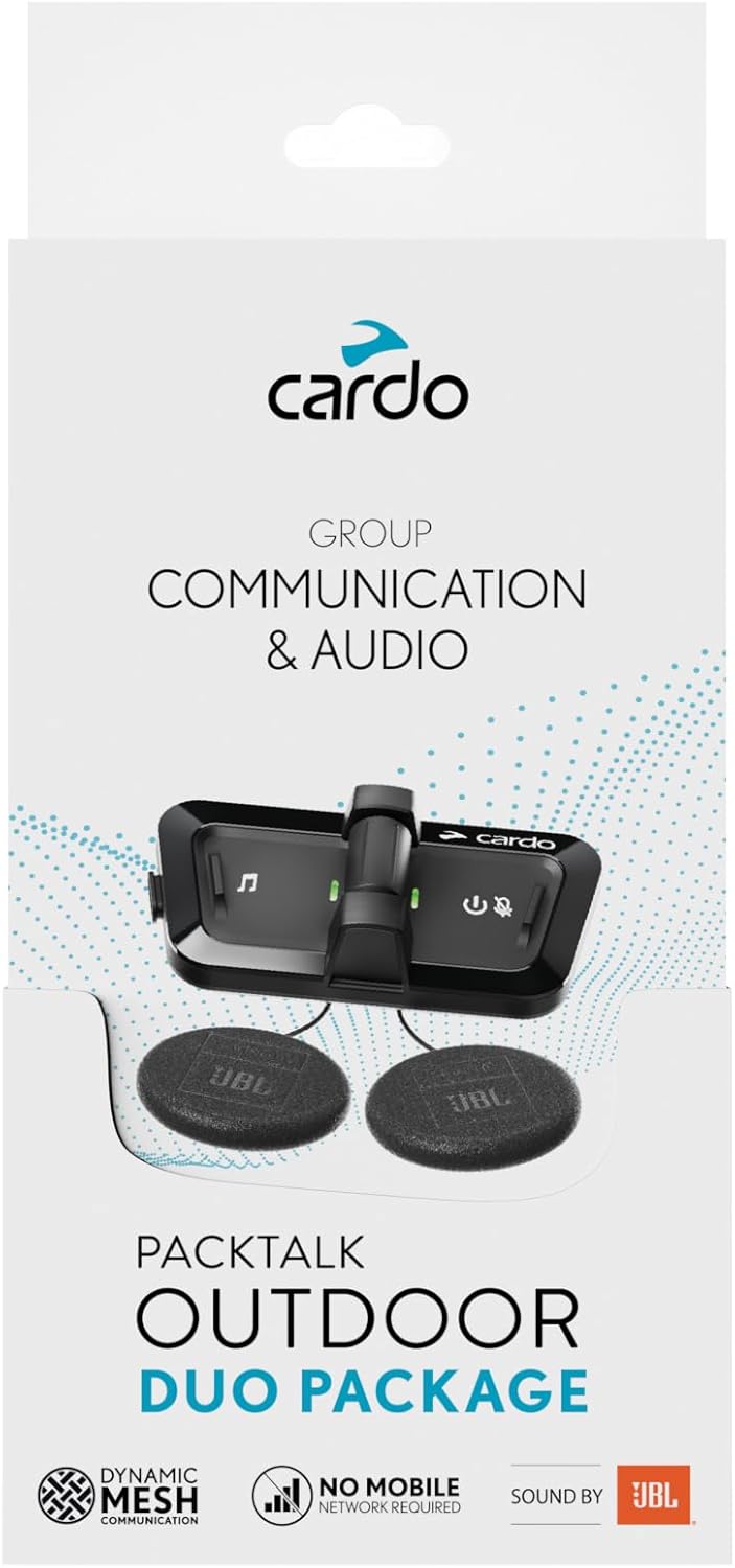 Cardo Packtalk Outdoor Helmet Communication System for Skiing, Snowboarding, Mountain Biking, Cycling and Other Outdoor Activities - Black - Dual Pack
