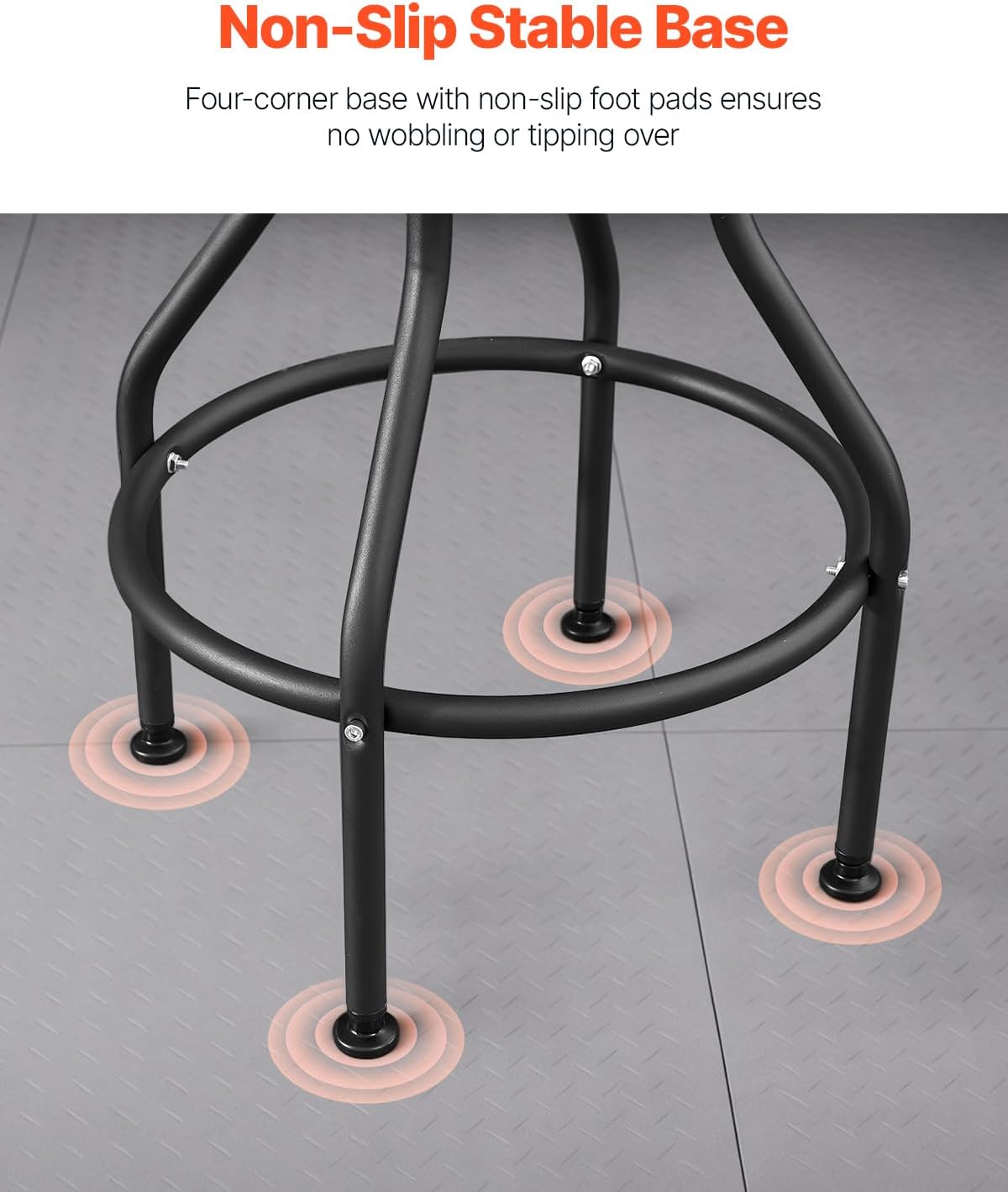 VEVOR Shop Stool with Backrest, Pneumatic Garage Seat/Work Stool with 300 lbs Capacity, Adjustable Height Roller Creeper Seat, 360° Swivel Padded Workshop Stool, for Garage, Shop & Auto Repair, Black