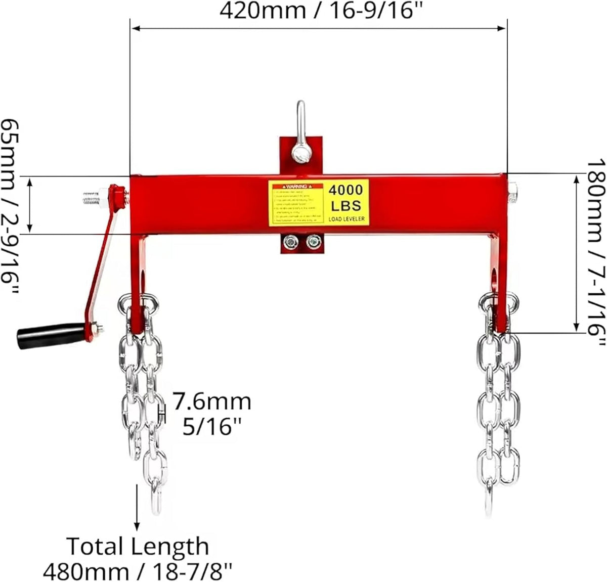 Engine Hoist 2 TON Folding Hydraulic Engine Motor Hoist with Load Leveler Lever, Cherry Picker Shop Cranes Lift Red Shop Crane 4000 lb (Engine Stand+Load Leveler)