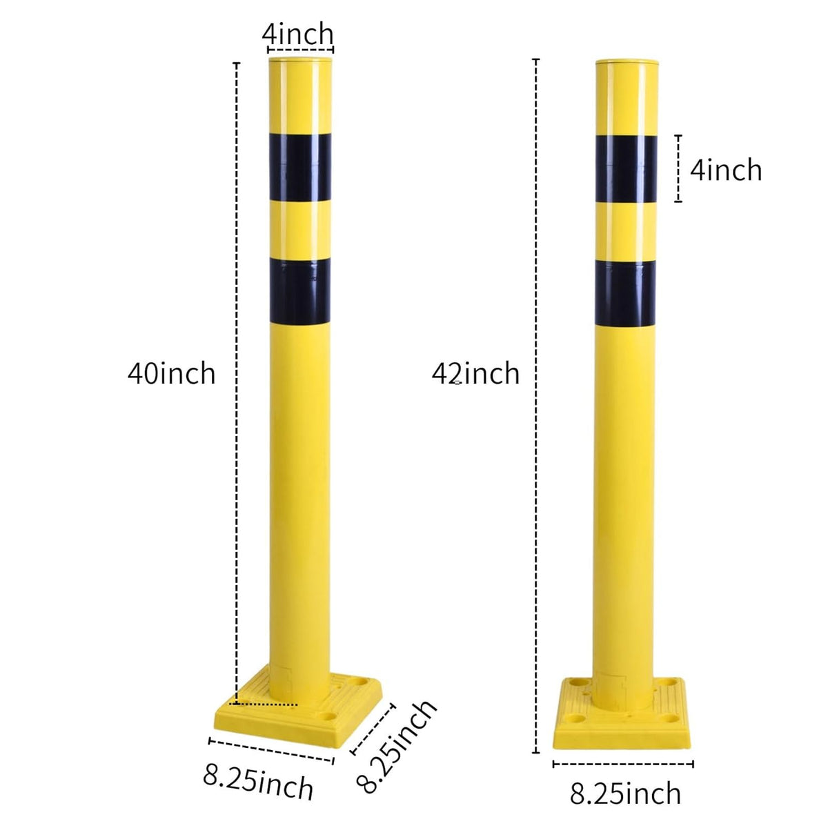 4 Pack 4" Diameter SpringBack Safety Bollard Post with 4 Anchor Bolts for Parking Garage, Warehouse, Driveway & Outdoor Use (42"H 4Pack)