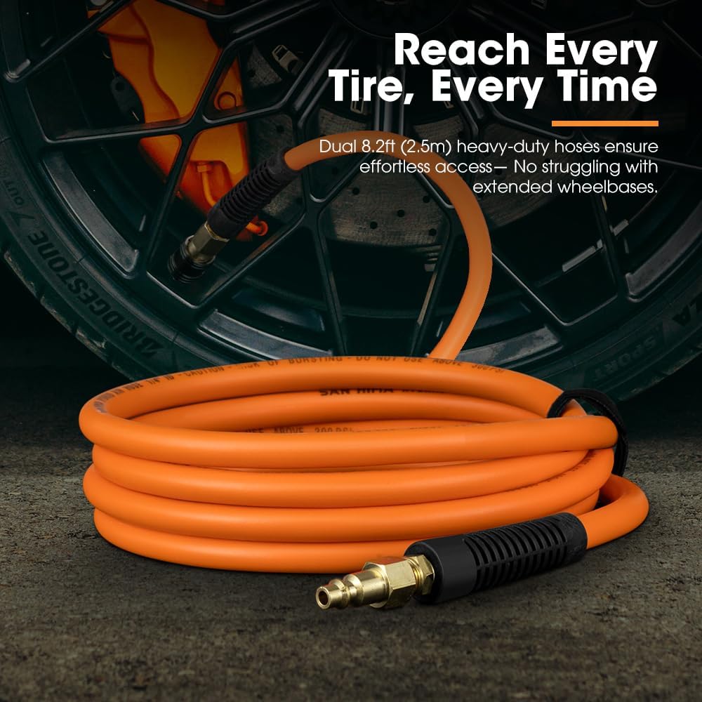 SanHima 2 Tire Inflation Deflation System - Fits up to 200" Wheelbase, Fast High Flow 2-Way Air Down Tire Inflator Deflator for Truck Car Trailer Motocycle