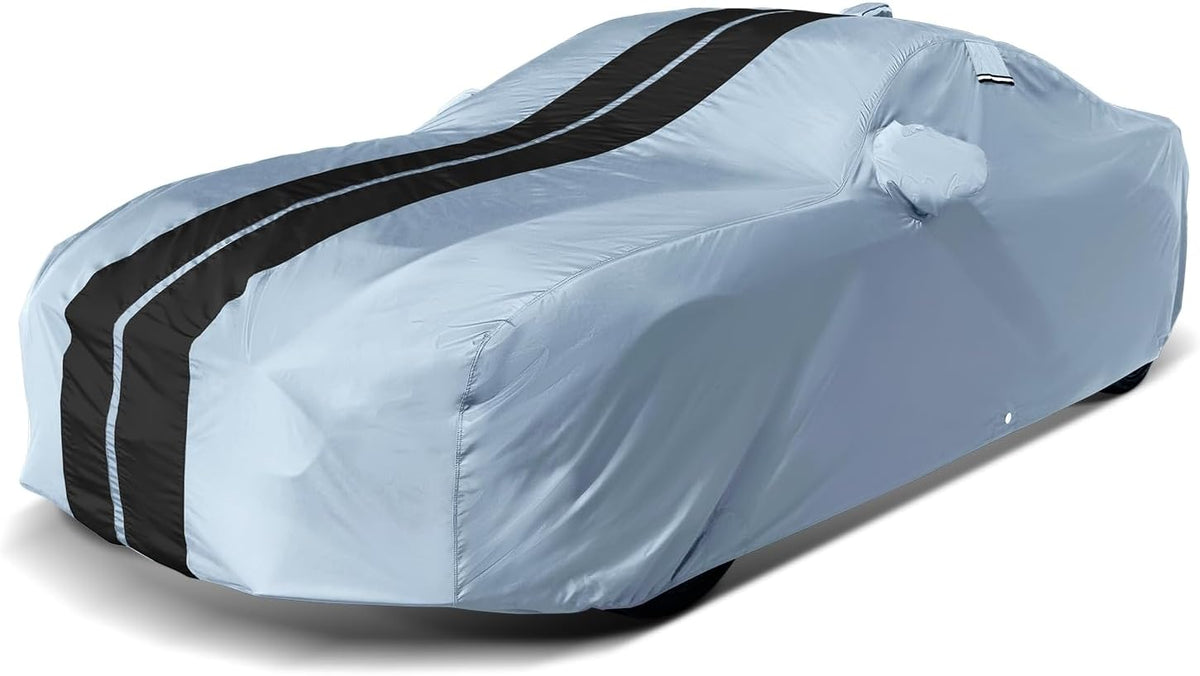 iCarCover Custom Car Cover for Pontiac 6000 2-Door, 4-Door (1982-1991) Waterproof All-Weather Rain Snow UV Sun Protector Full Exterior Indoor Outdoor Car Cover (Stripe - Gray/Black)