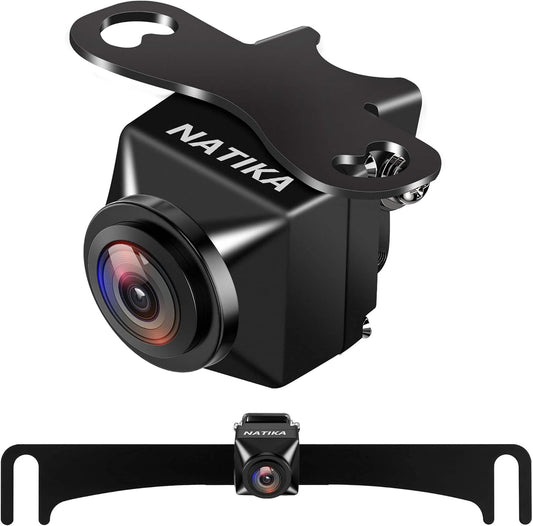 NATIKA Backup/Front View Camera: No Distorted Affect Starlight Night Vision HD Waterproof 720P AHD and TVI Hitch Backup/Reverse/Rear View Camera License Plate for Cars Pickup Trucks SUV RV Van