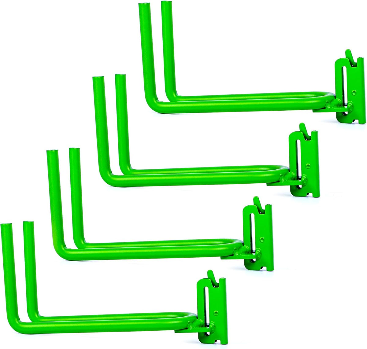 4-Pack E-Track Heavy Duty Shovel/Tool Hanger, E Track Hooks for Tools, Rakes, Spades in Trailers, Trucks, Workshop and Warehouse with E-Tracks, E Track Accessories Tool Holder (Green)