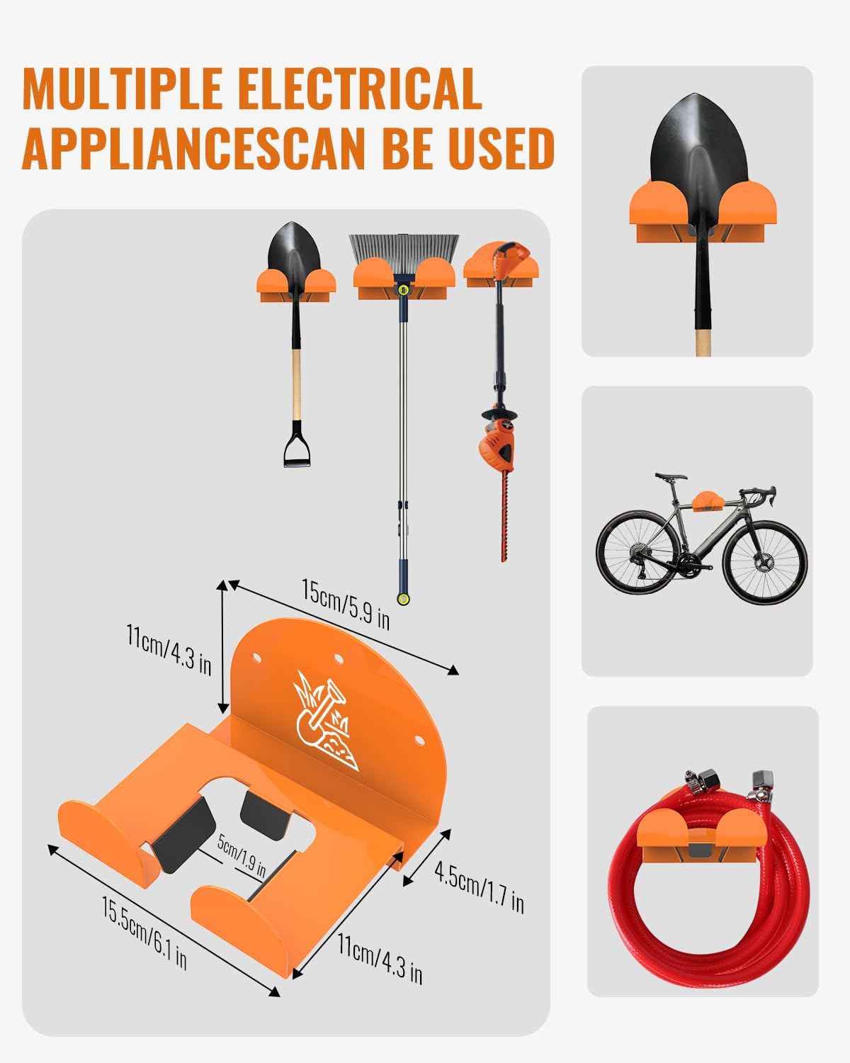 Weedeater Rack & Garden Tool Hanger - 2 Pack - 180LB Heavy-Duty Alloy Steel Wall Mount Set, for Stihl Power Tools, Grass Trimmer, Garden Tools, Space-Saving Storage for Garage, Shed, Workshop