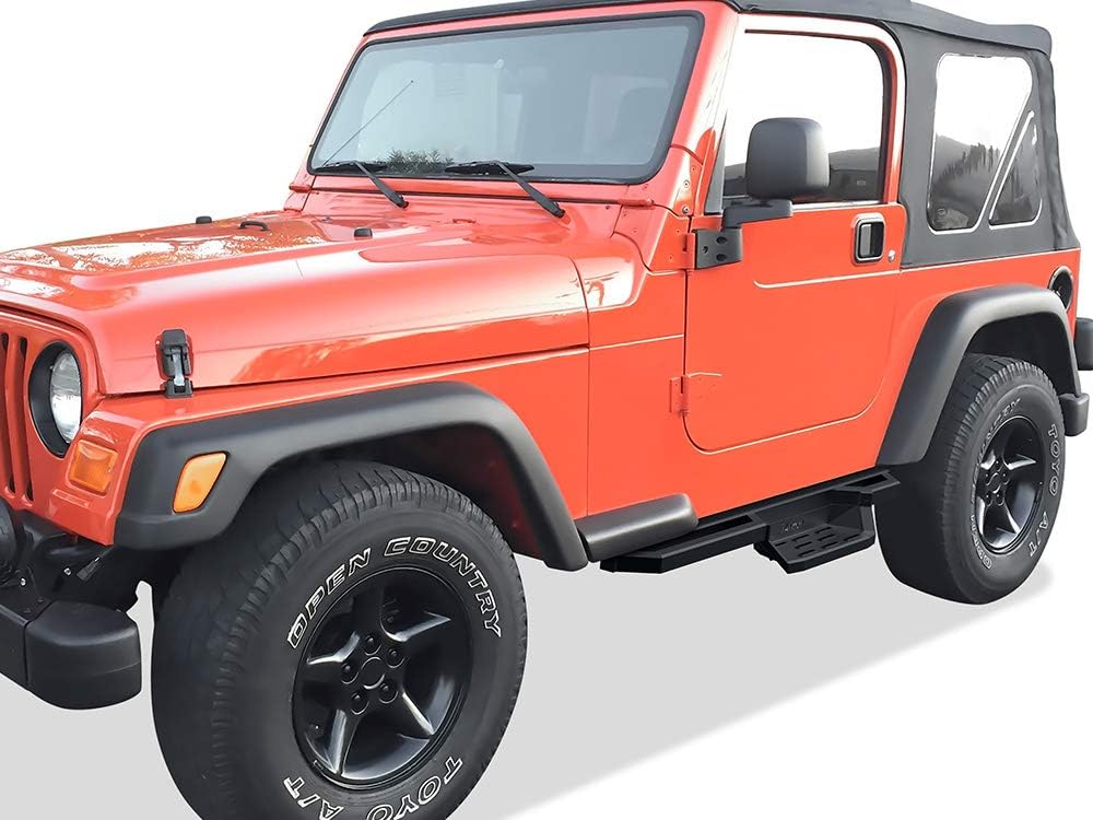 APS 304 Stainless Steel Pocket Steps Running Boards Side Bars Compatible with Jeep Wrangler 1987-2006