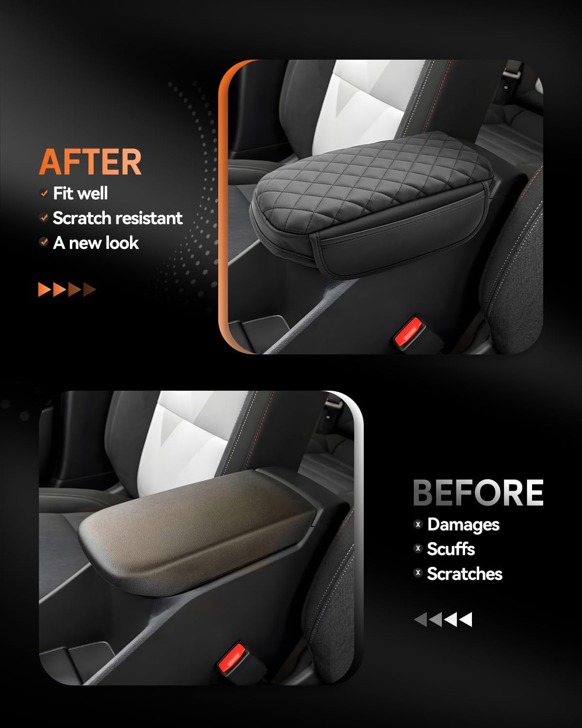CDEFG for Chevrolet Trax 2024-2025 Center Console Cover Armrest Box Cover for Chevy Trax (LS, 1RS, LT, 2RS, ACTIV) Accessories Arm Rest Protector Leather Checkered Padded Side Pocket