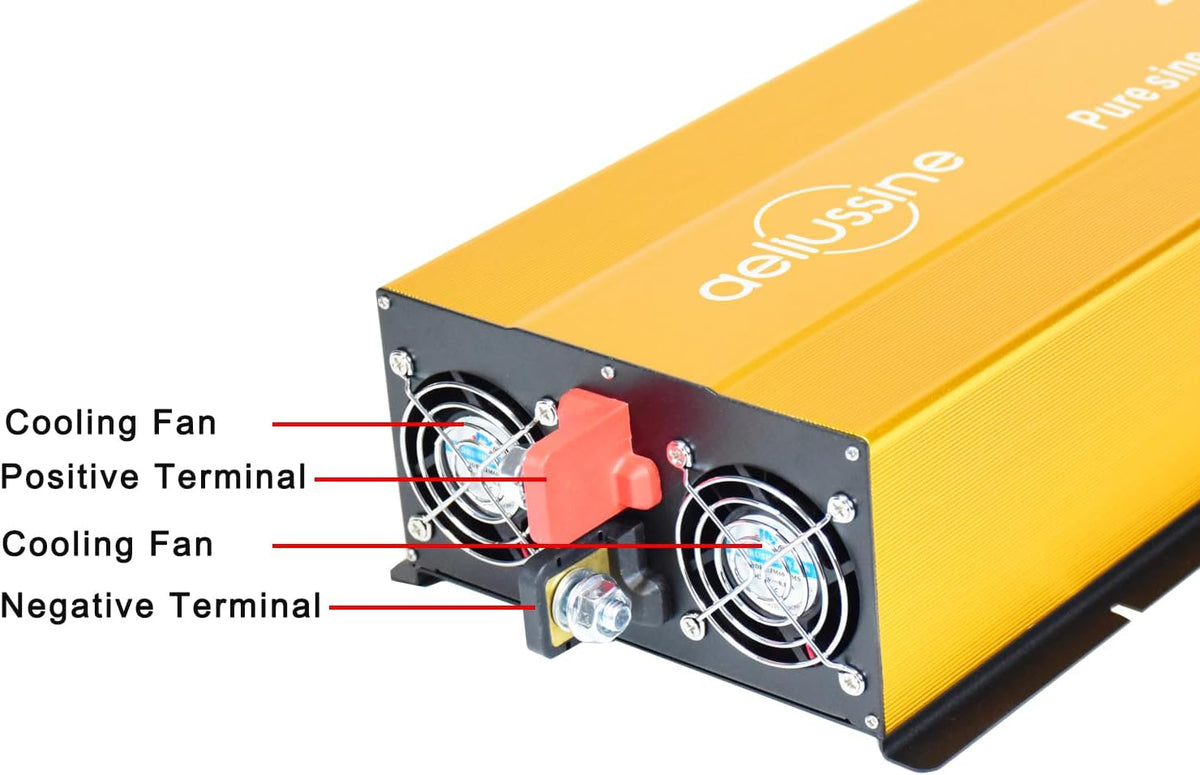 2500W Pure Sine Wave Inverter-36V DC to 110V 120V AC Power Converter with 2 AC Outlets, 36 Volt Power Inverter for Truck, Rv, Camping, Home, Emergency Power