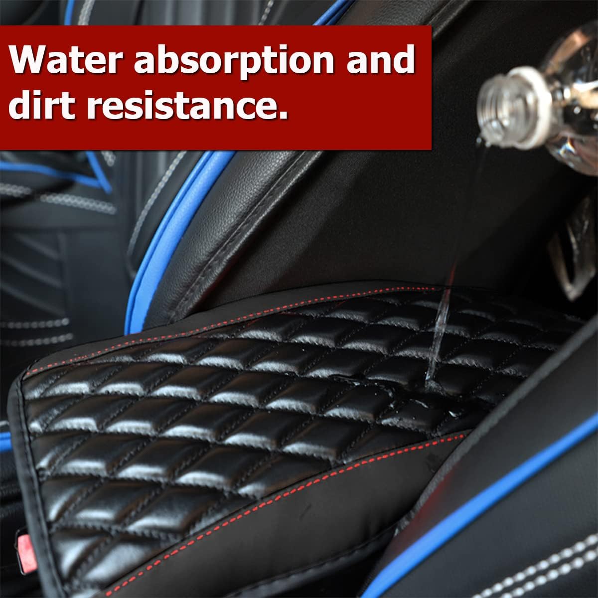 Car Center Console Cushion Pad, Universal Leather Waterproof Armrest Seat Box Cover Protector,Comfortable Car Decor Accessories Fit for Most Cars, Vehicles, SUVs (Black)
