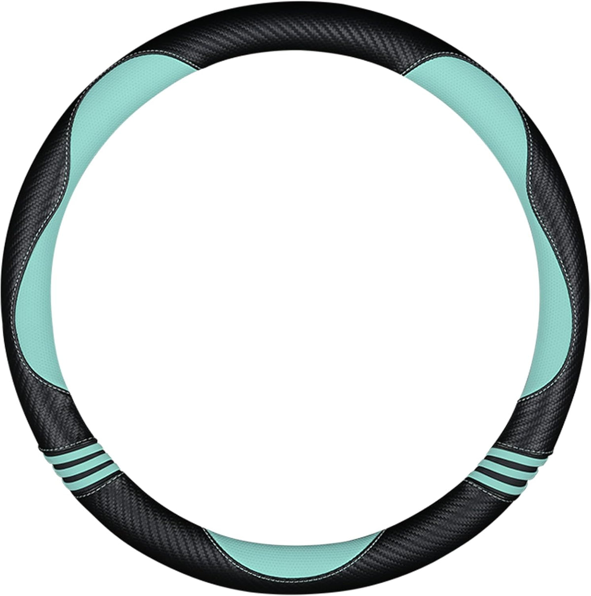 Car Steering Wheel Covers for Women Padded Carbon Fiber PU Leather Cute Auto Interior Accessories for Vehicle, Sedan, Universal, Anti Slip, Green, Standard Size 14.5-15"(37-38cm)