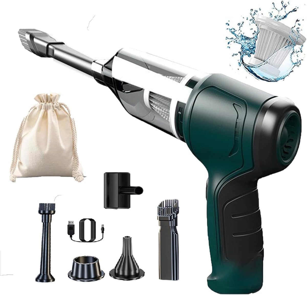 Itutn Car Vacuum/Blower,Itutn Wireless Handheld Car Vacuum Cleaner,Itutn 3 In 1 Vacuum 12000pa,Portable Mini Rechargeable Wireless Car Vacuum Cleaner (1pcs-green)
