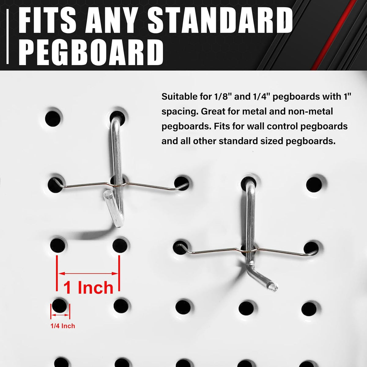 C&T 80 Piece Pegboard Hooks Assortment Kit, Pegboard Accessories Organizer Set with Bins, 1/8 and 1/4 in pegboard Hooks, for Hanging Tools, Organizing Various Tools,Garage Pegboard Wall Organization