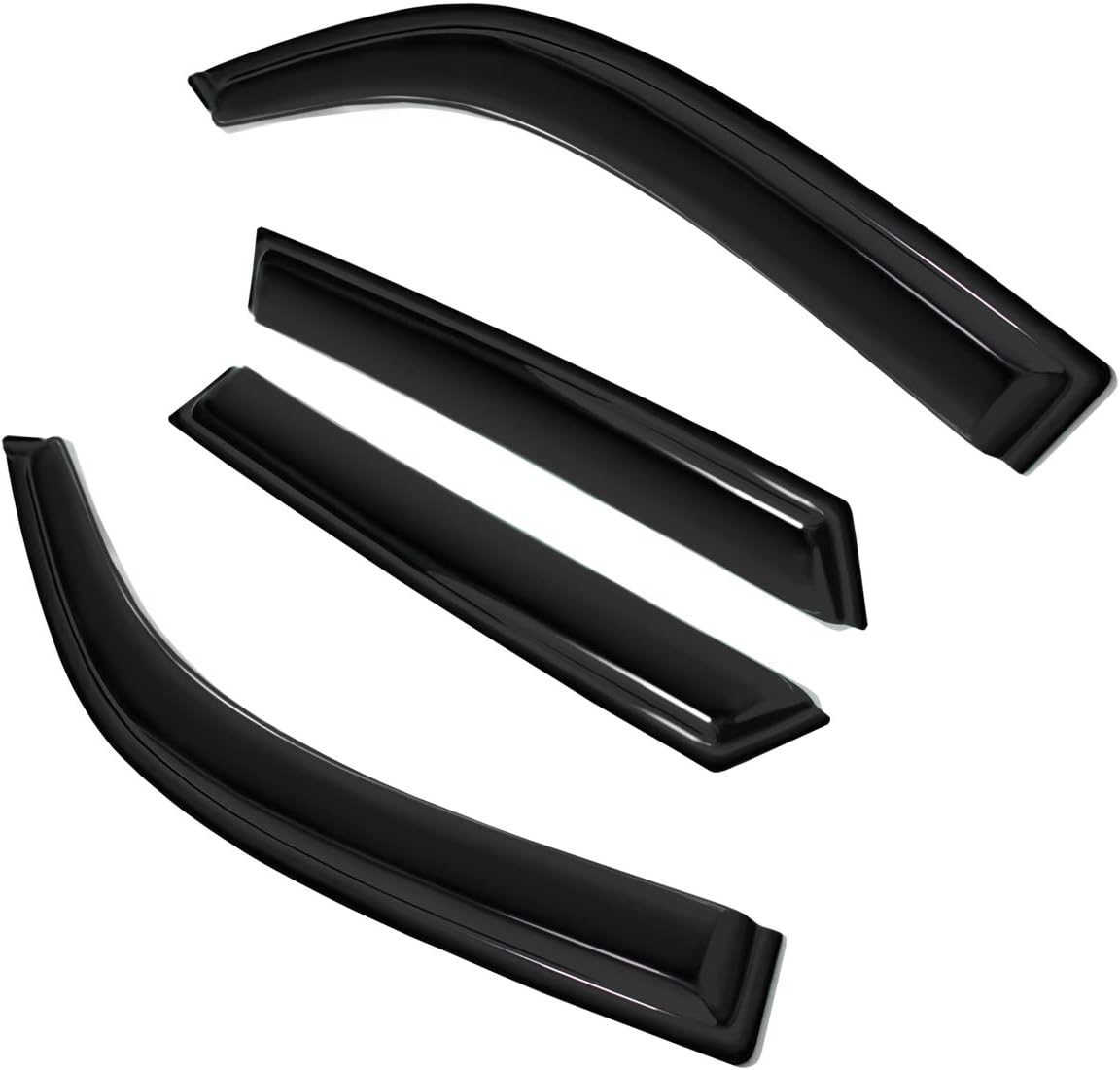 4pc Sun Rain Guards Window Visor Wind Deflector Compatible with Toyota RAV4 4 Door 2001-2005 Smoke 94434