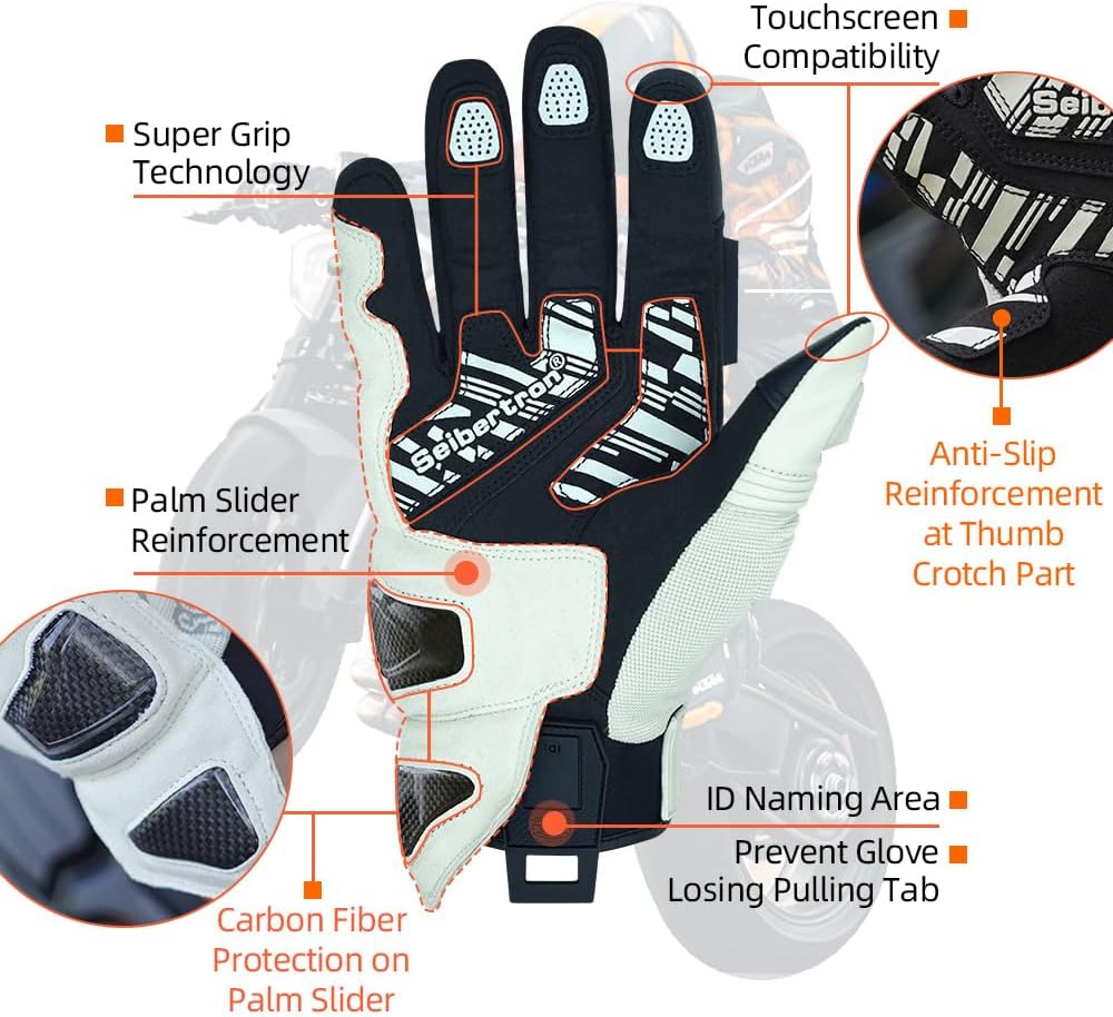 Seibertron SPS Series Touchscreen Motorcycle Motocross BMX ATV MTB Bicycle Cycling Full or Half Finger Gloves Adult and Youth