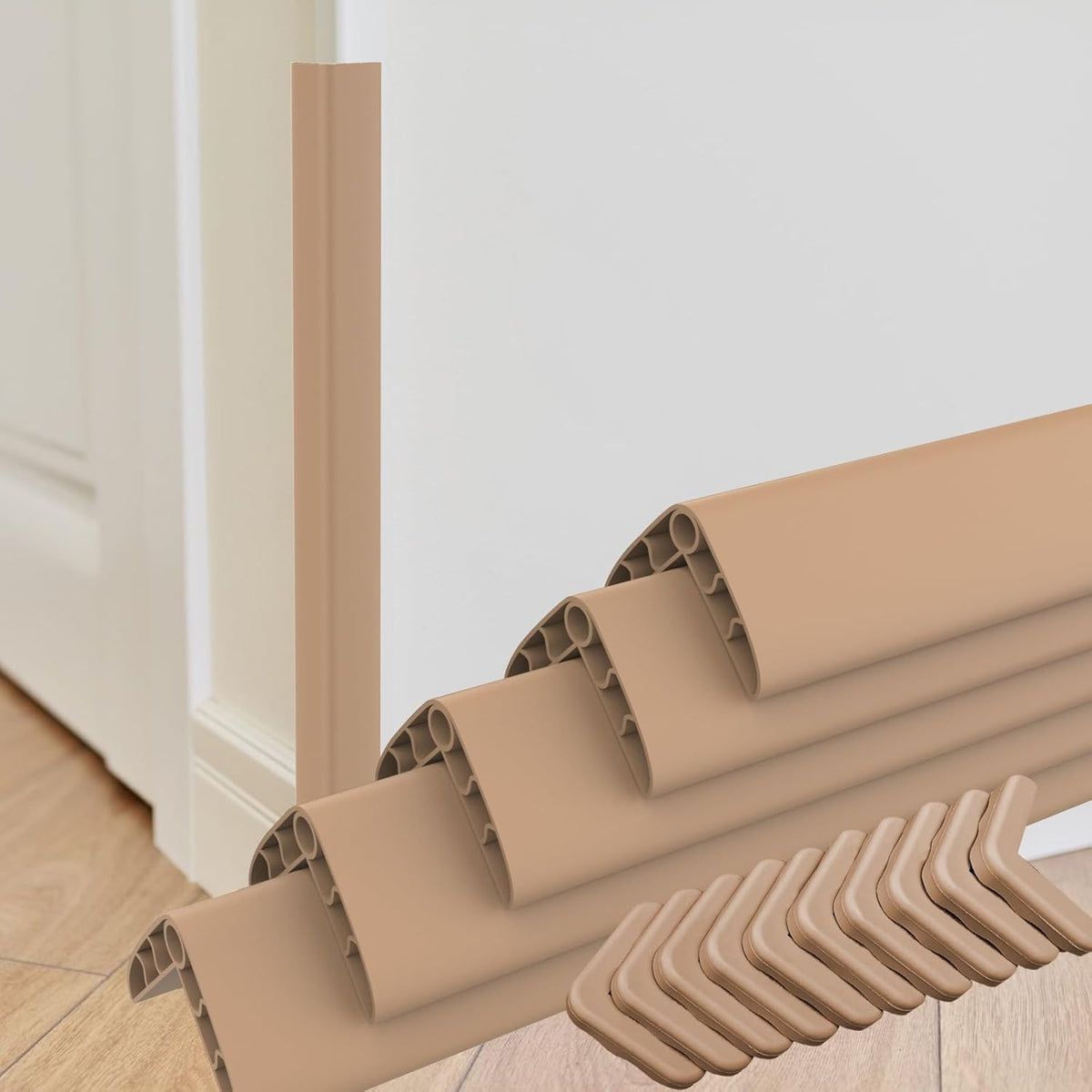 Tongmo Wall Corner Guard Edge Protector, 1x1x36 inch Baby Proofing Corner Guards, Self-Adhesive Furniture Edge Strips for Home & Office, 5 Pack (5, Lightbrown, 36" L x 2" W x 2" H)