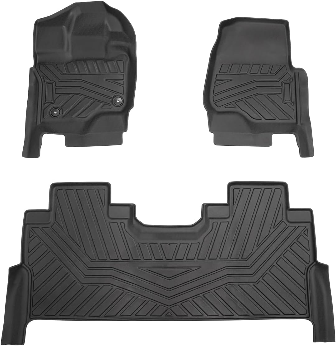 Cartist Floor Mats Compatible with Ford F150 Supercrew 2015-2024 2025 (Include Lightning)(Only Fit Rear Bench Seat w/Under Seat Storage) Heavy Duty Floor Liner