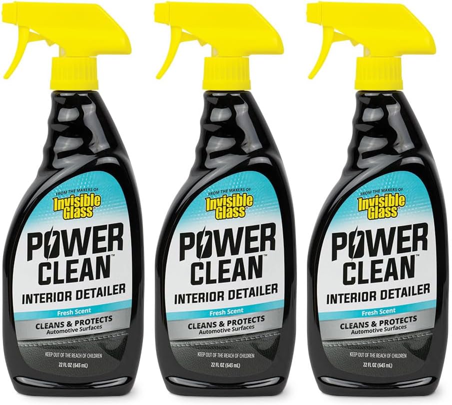 Invisible Glass 92024-3PK 22-Ounce Power Clean Automotive Interior Detailer Cleaner Protectant and Conditioner to Restore Interior Surfaces Prevent Fading, Pack of 3