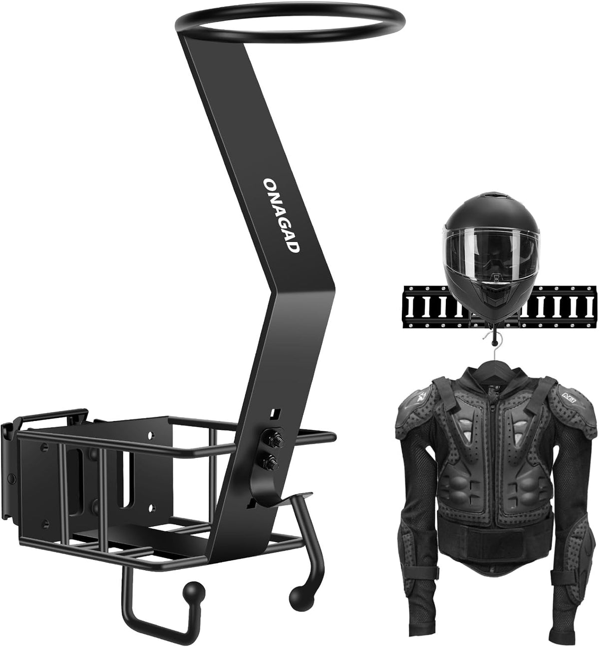 E Track Motorcycle Helmet Rack with Gloves Tray, E-Track Dirt Bike Bicycle Helmet Holder Display Hanger Storage Organizer Stand Hook, Motorcycle Etrack Accessories for Enclosed Trailer, Truck, Garage