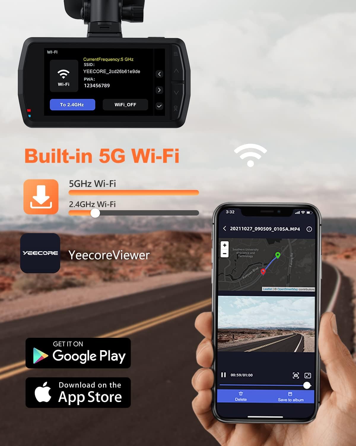 D21 Dash Cam, Real 4K Dash Camera Front 5G WiFi GPS, 3" LCD Super Night Vision Car Camera, 157°Wide Angle Dash Camera for Cars with App, Accident Record, G-Sensor, Parking Mode, 512GB Max