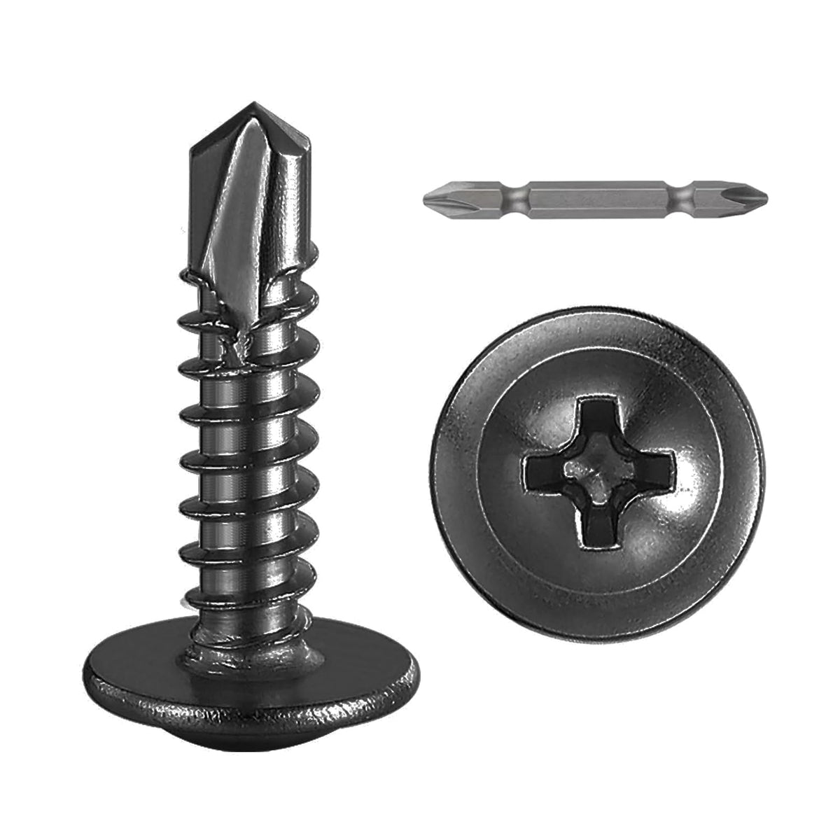 (300Pcs)#8×3/4” for Sheet Metal Self-Tapping Screws 410 Black Stainless Steel Truss Head High-Strength Quick Tapping