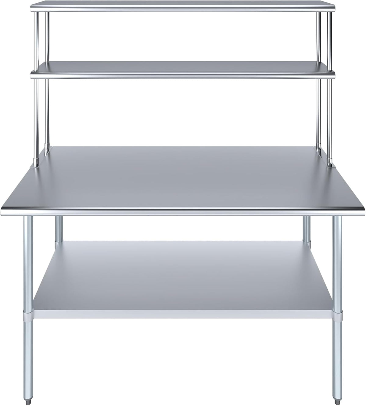 Amgood Stainless Steel Work Table Double Tier Overshelf | Metal Kitchen Prep Table & Shelving Combo (30" x 60" Work Table + 12" Overshelf)