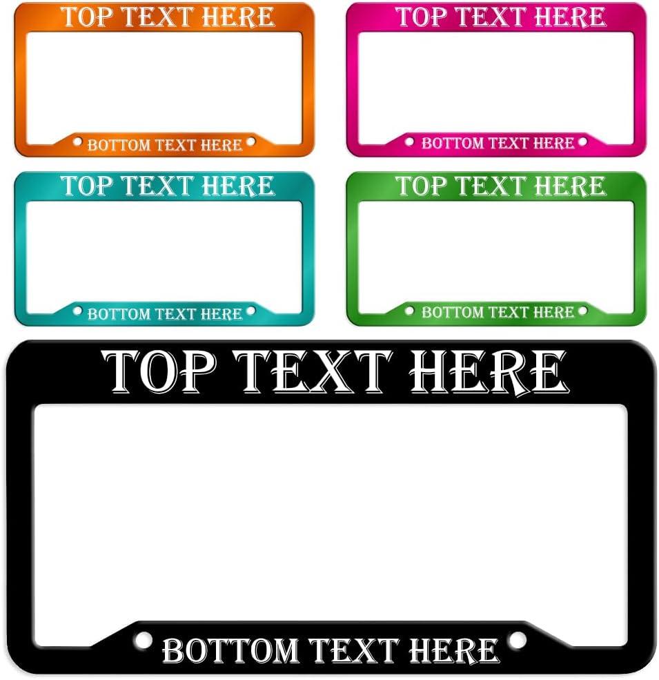 Custom License Plate Frame, Personalized License Plate Frames, License Plate Holder, Car Tag License Plate Frame for 6x12 inches Plate Stickers at Bottom