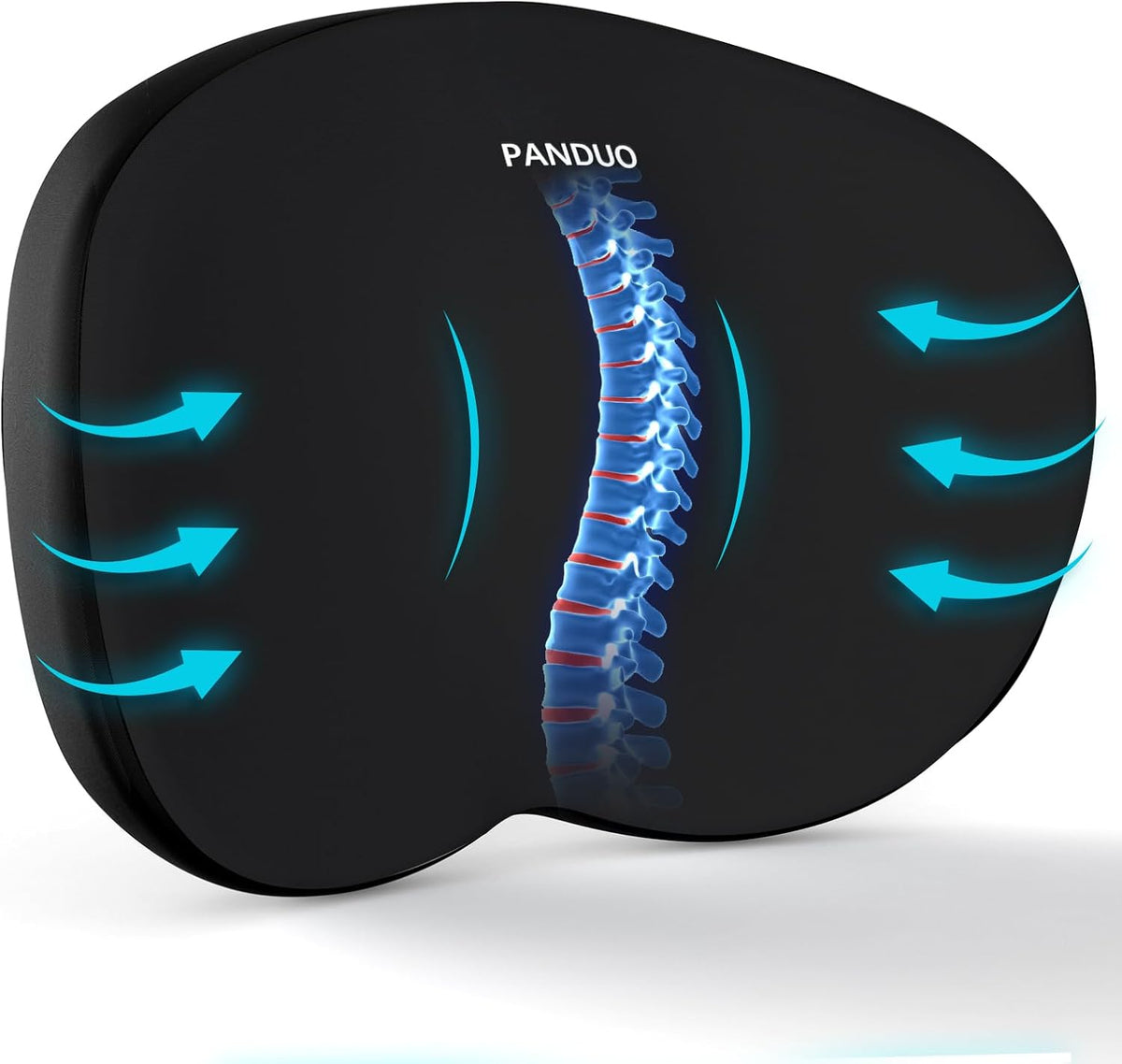 Lumbar Support Pillow for Office Chair, Memory Foam Lumbar Pillow for Lower Back Pain Relief (Black)
