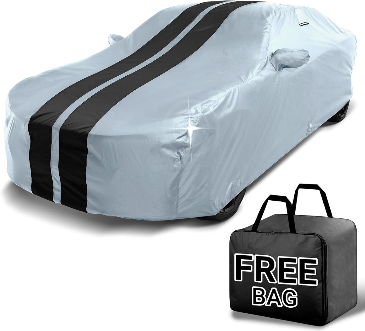 iCarCover Custom Car Cover for Buick Somerset (1985-1988) Waterproof All-Weather Rain Snow UV Sun Protector Full Exterior Indoor Outdoor Car Cover (Stripe - Gray/Black)