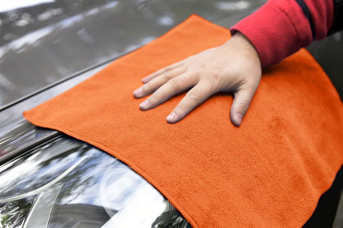 Avalon Towels Microfiber Cleaning Cloths (Value Pack of 36) Size 16" x 16", Highly Absorbent Cleaning Rags, Lint Free Cleaning Towels, Reusable and Washable, Microfiber Towels for Cars (Orange)