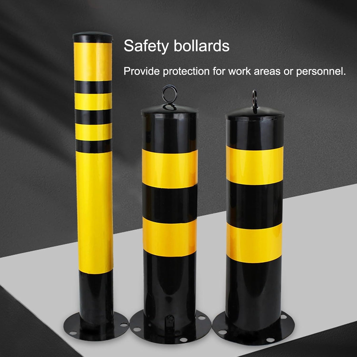 Safety Bollard, Driveway Barrier, Parking Stopper for Garage, Steel Car Parking Protection Posts, Caution Cones, Perfect for Traffic-Sensitive Area(Yellow A(4PCS))